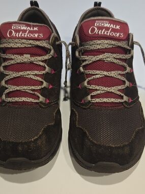 Skechers GOwalk Outdoors Kids Burgundy & Brown Walking Shoes